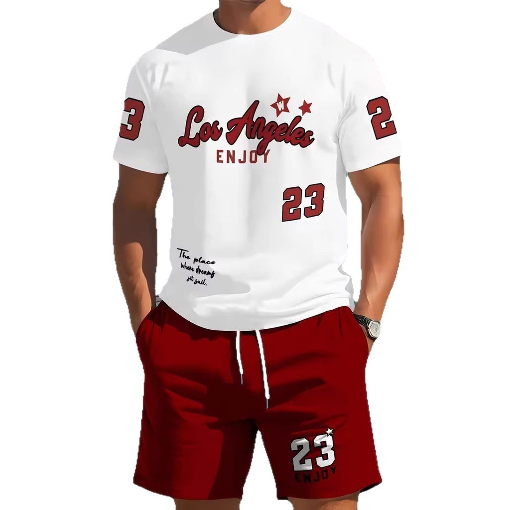 Men's Summer Short Sleeve Shorts Set