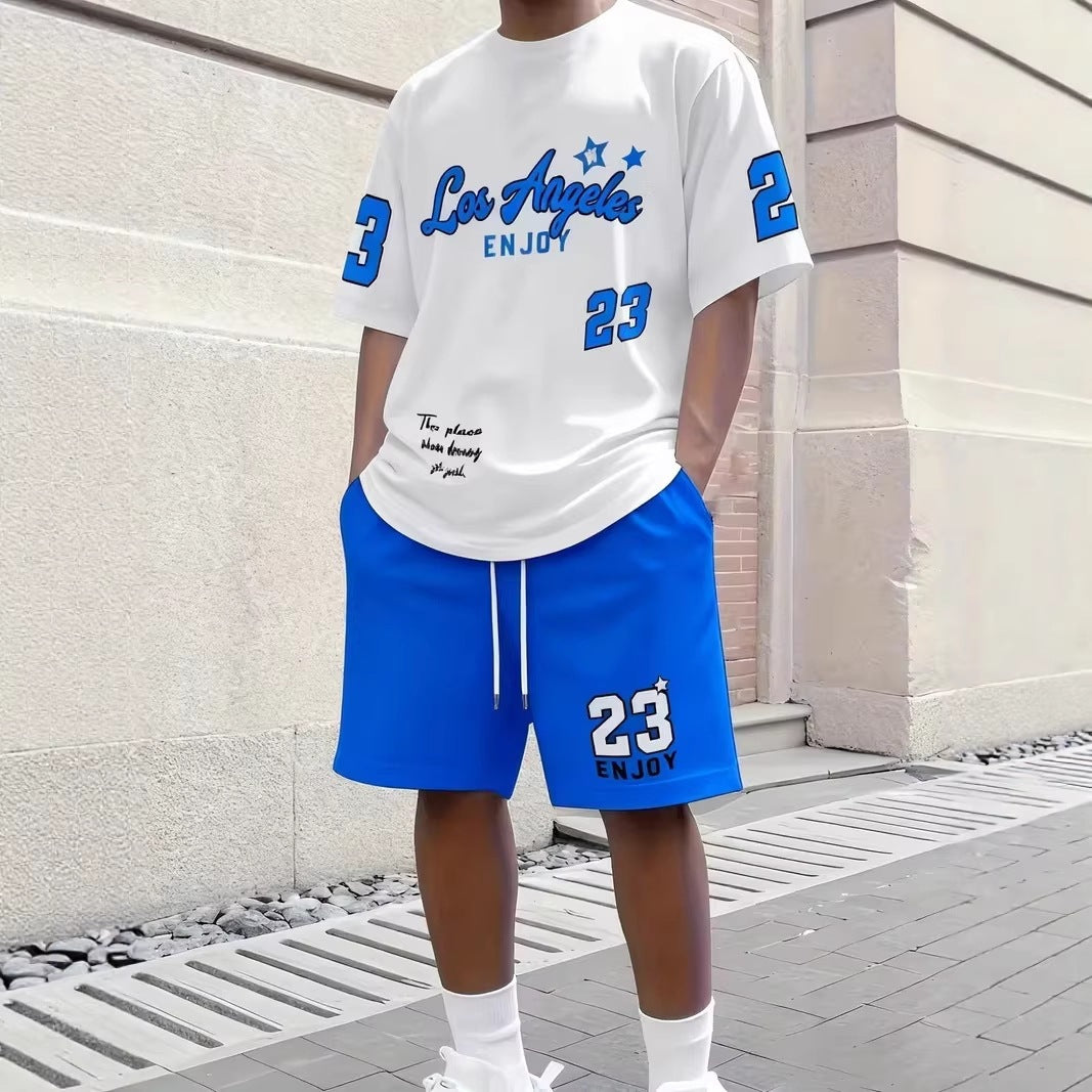 Men's Summer Short Sleeve Shorts Set